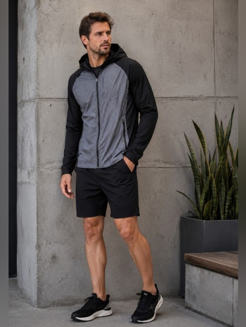 Lululemon Pack It Lightweight Shell Jacket Gray Black Full Zip Pockets Large